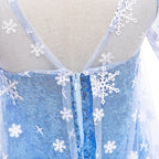 Little Girls Elsa Princess Dress Snow Queen Halloween Costume with Cape Crown Scepter and Wig 3-10 Years