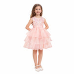 Pink Witch Dress Girls Sequin Tulle Gown with Layered Skirt Elegant Princess Costume