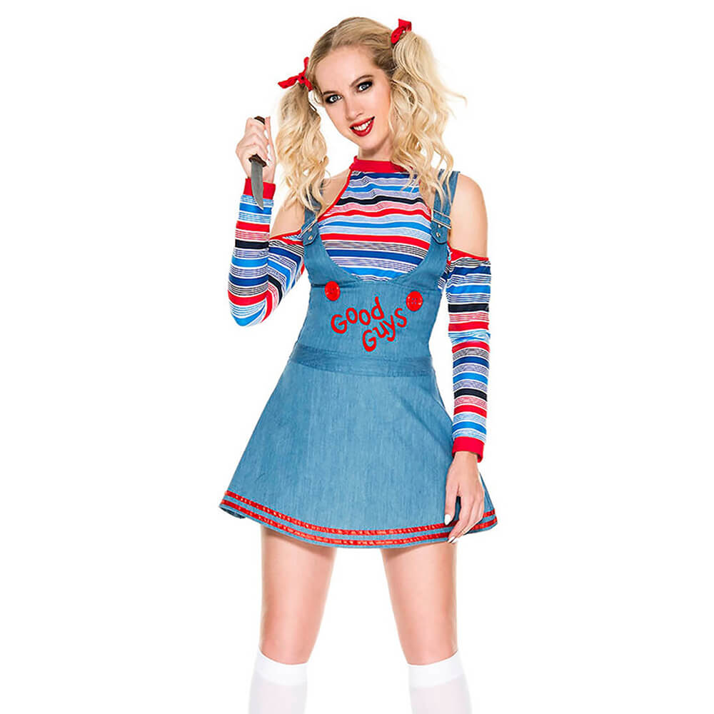 Chucky Costumes Women Sexy Ghost Doll Halloween Overalls Chucky Outfit for Cosplay
