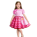 Queen of Hearts Costume Girls Adults Princess Bridget Pink Dress and Wig for Halloween Carnival