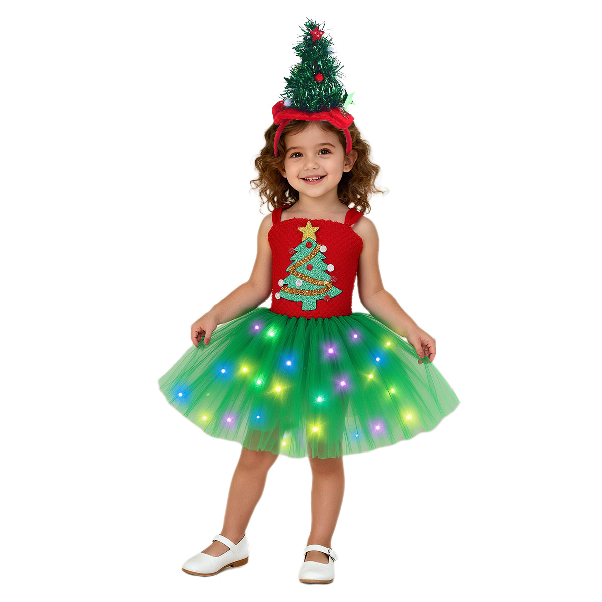 Christmas Elf Costume for Girls Toddler LED Light Up Tutu Dress and El –  Sun Baby
