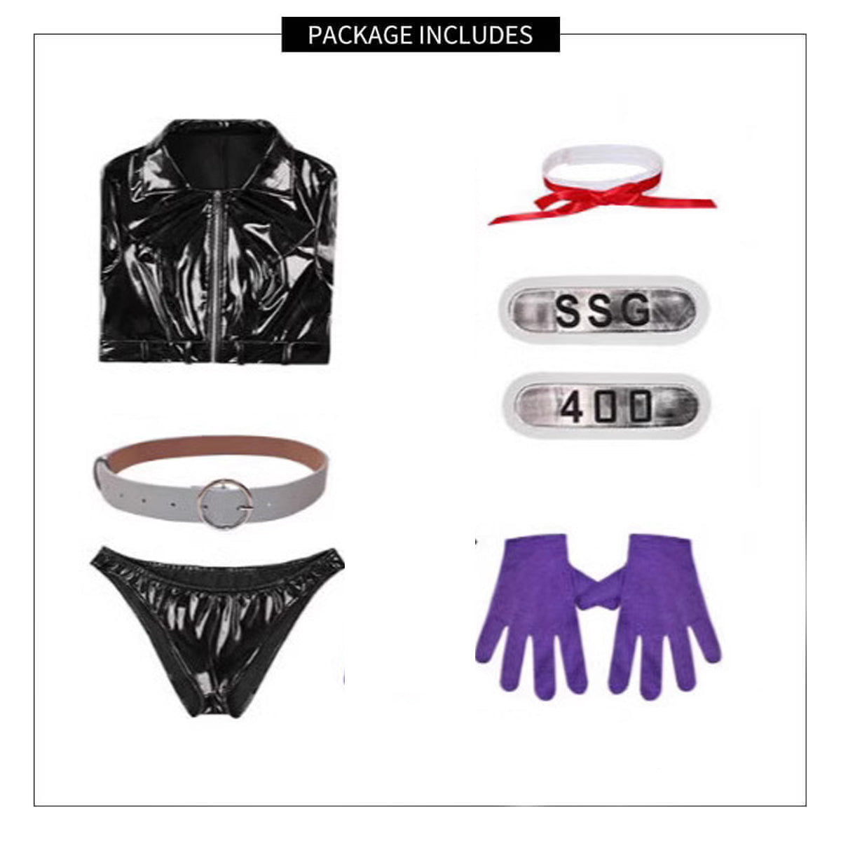 Female Devil Child Costume Black Cropped Jacket and Leather Panty Outfit