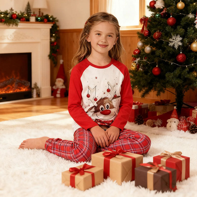 Family Christmas Pajamas Red Matching Sleepwear Holiday Pjs Set for Kids Adults
