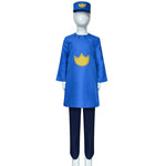 Kids Adults Dog Police Man Costume Blue Tops Pants and Hat for Cosplay