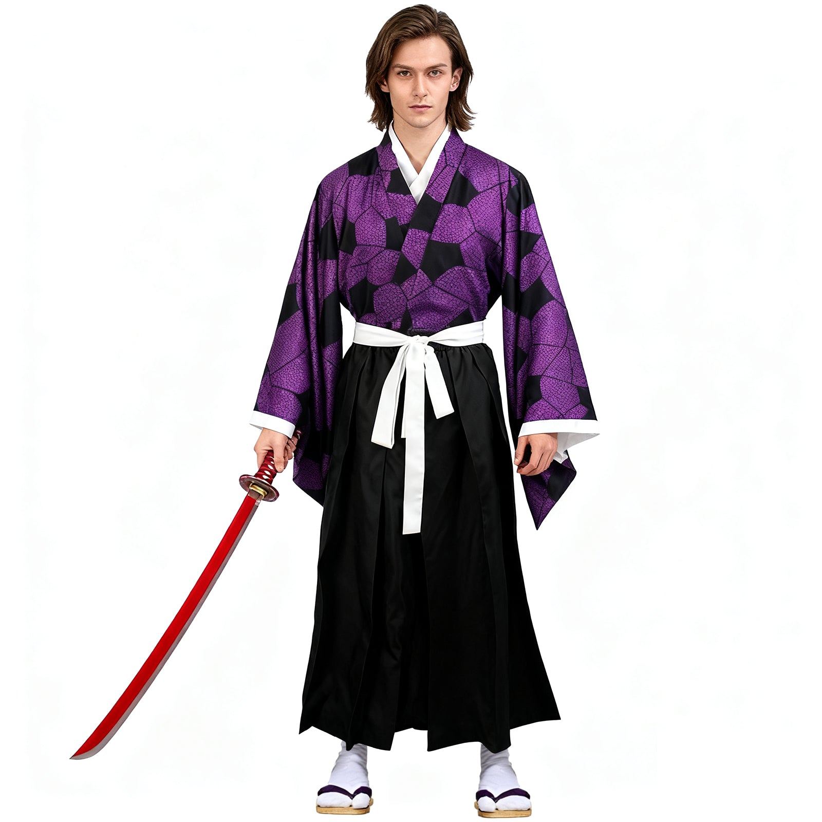 Adult Kokushibo Costume Kimono Outfit Uniform Set for Halloween Party