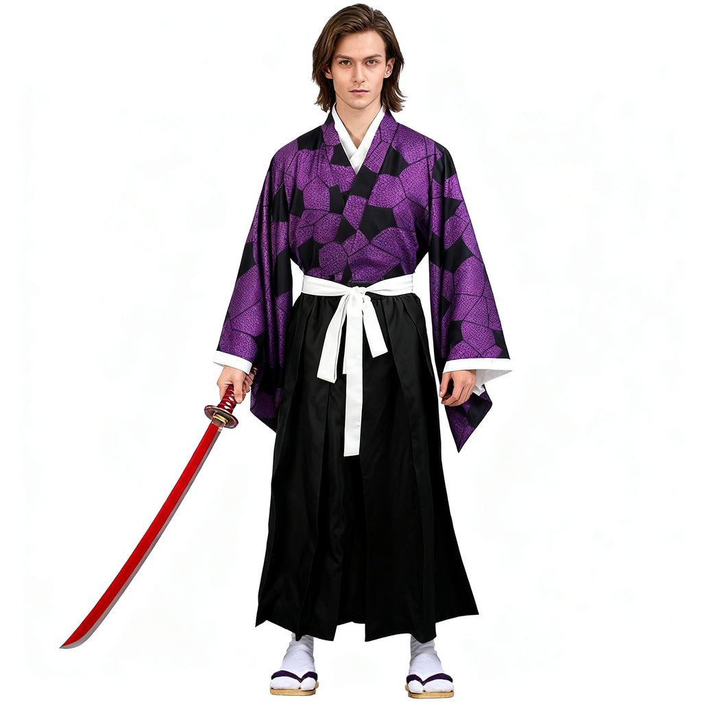 Adult Kokushibo Costume Kimono Outfit Uniform Set for Halloween Party