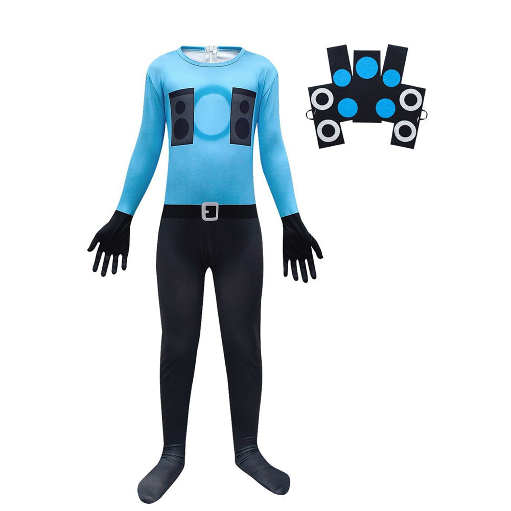 Kids Blue Speaker Man Costume Jumpsuit with Mask 2pcs Suit Halloween Costume