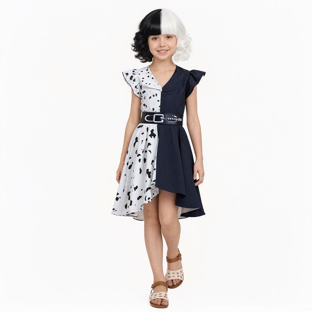 Kids Iconic Black White Costume Fashion Party Carnival Dress Girls Halloween Costume