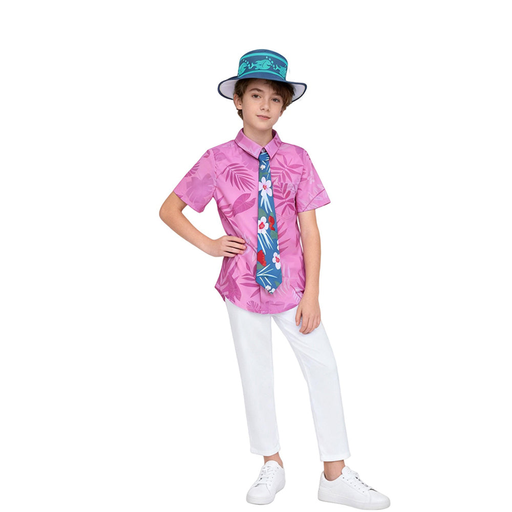 Nick Outfit Pink Shirt Pants Hat and Tie Costume Set for Vacation Cosplay