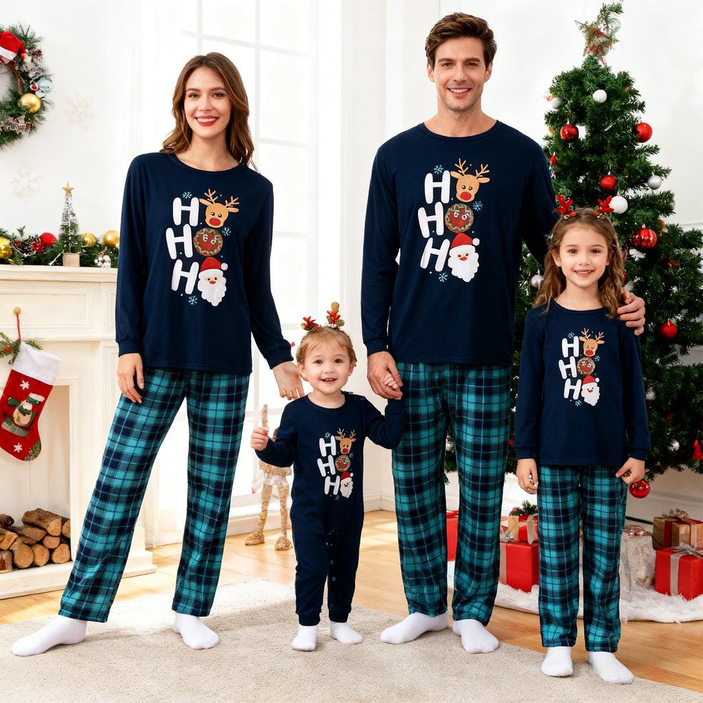 Family Matching Pajamas Set Christmas Navy Plaid Sleepwear for the Whole Family