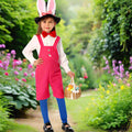 Girls Easter Bunny Costume Cute Rabbit Overalls with Bunny Ear Hat Outfit for Party