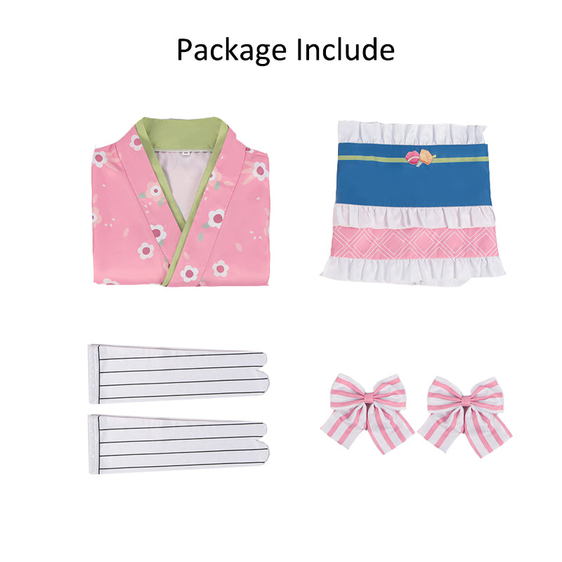 Adult Mitsuri Cosplay Costume Women Kimono Outfit Halloween Dress Up Full Set