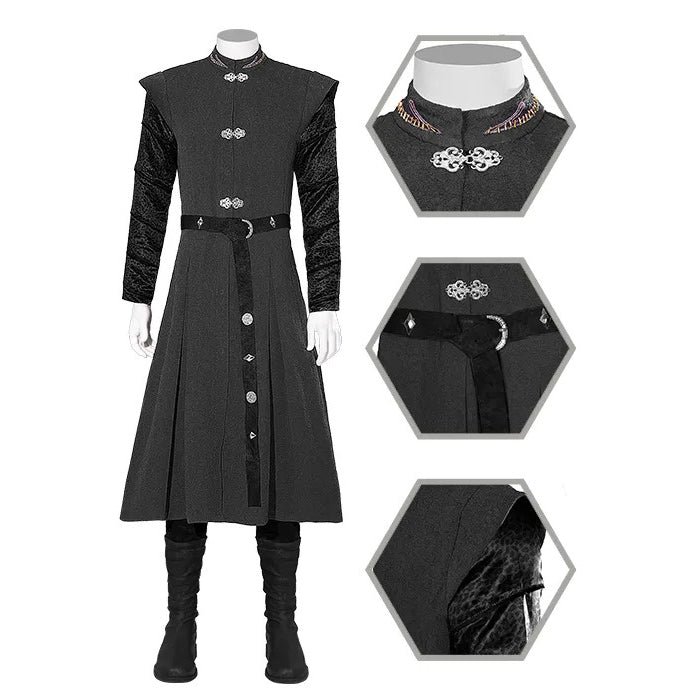 Prince Daemon Targaryen Costume Adult Men Daemon Black Party Cosplay Outfit