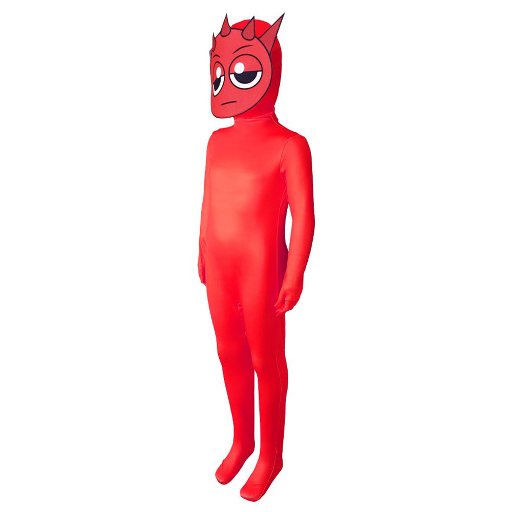 Kids Raddy Costume Game Incredibox Red Jumpsuit Sprunki Raddy Cosplay Outfit