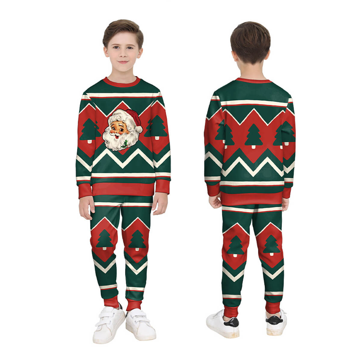 Kids Christmas Sweatshirt Boys Girls Long Sleeve Xmas Pullover Shirt and Pants Set for 4-8 years
