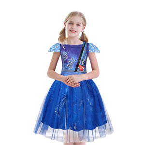 Girls Evie Costume Princess Birthday Party Tulle Dress Cosplay Fancy Outfit