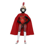 Kids Brainrot Costume Red Brri Brri Jumpsuit Cape and Helmet Set for Cosplay Themed Party