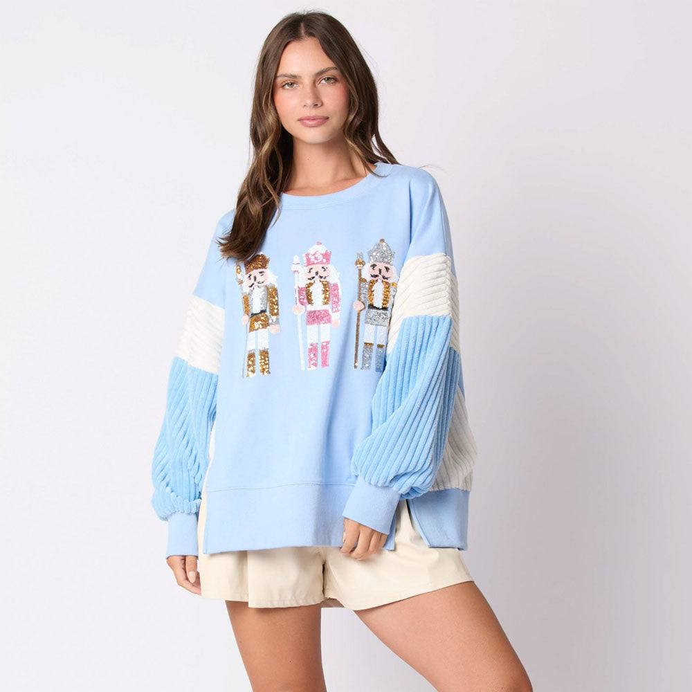 Adult Christmas Sweatshirt Festive Sequined Pullover Xmas Party Clothes