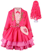 Pink Princess Costume Movie 5 Jacket Dress Bag and Belt 4pcs Full Set for Kids Adults Cosplay Events