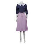 Women Ai Hibara Outfit Adult Case Closed Blue Shirt and Purple Skirt Set for Dress Up Party