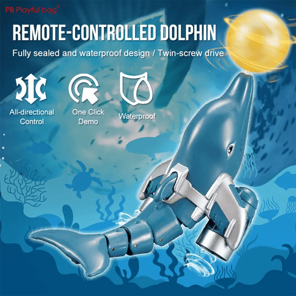 2.4G Waterproof RC Dolphin With Spinning Ball Double Propeller Tail Swing Dolphin Water Toys