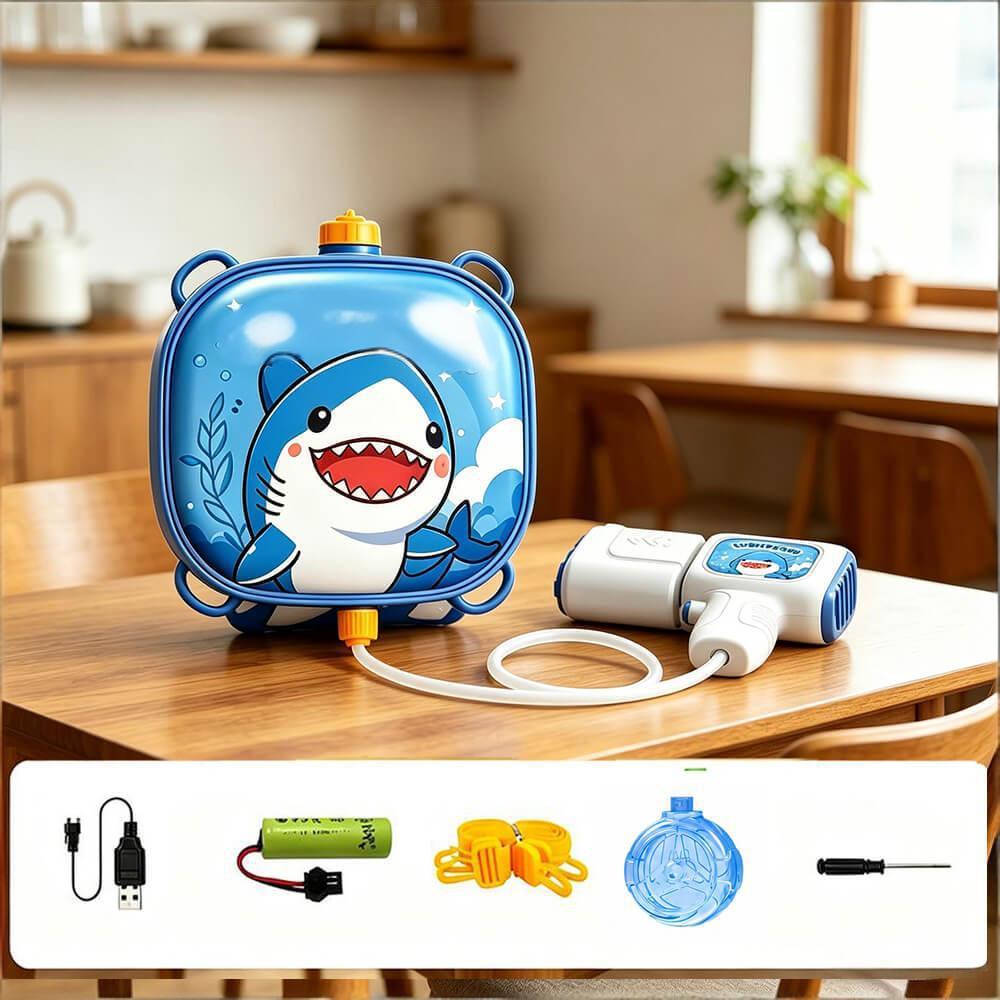 2 IN 1 Electric Water Gun with Backpack and Drum Magazine 29.5FT Range Summer Water Toy for Kids 2+