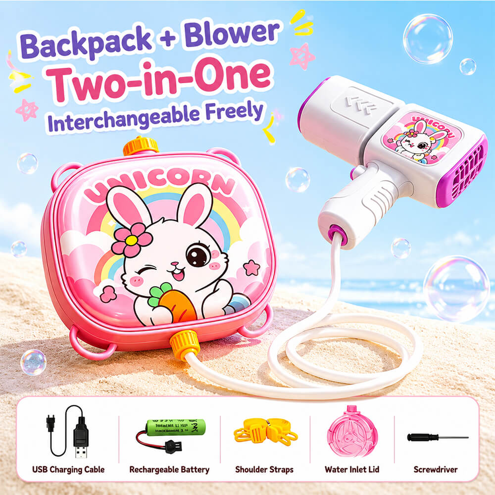 2 IN 1 Electric Water Gun with Backpack and Drum Magazine 29.5FT Range Summer Water Toy for Kids 2+