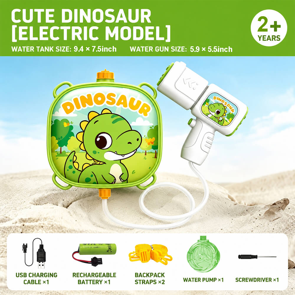 2 IN 1 Electric Water Gun with Backpack and Drum Magazine 29.5FT Range Summer Water Toy for Kids 2+