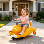 2 IN 1 Kids Electric Wiggle Car Battery Powered Ride On Car with Bluetooth Music and Flashing Wheels