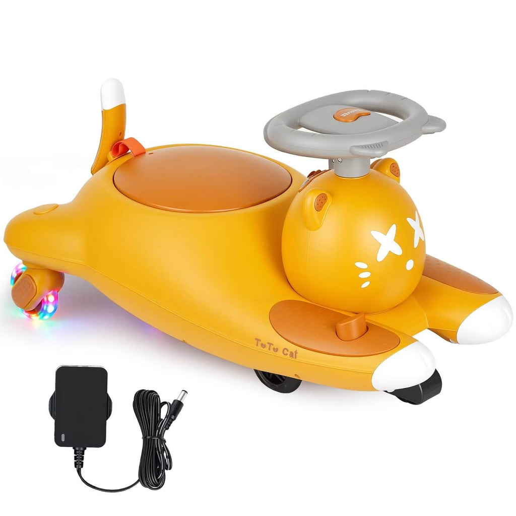 2 IN 1 Kids Electric Wiggle Car Battery Powered Ride On Car with Bluetooth Music and Flashing Wheels