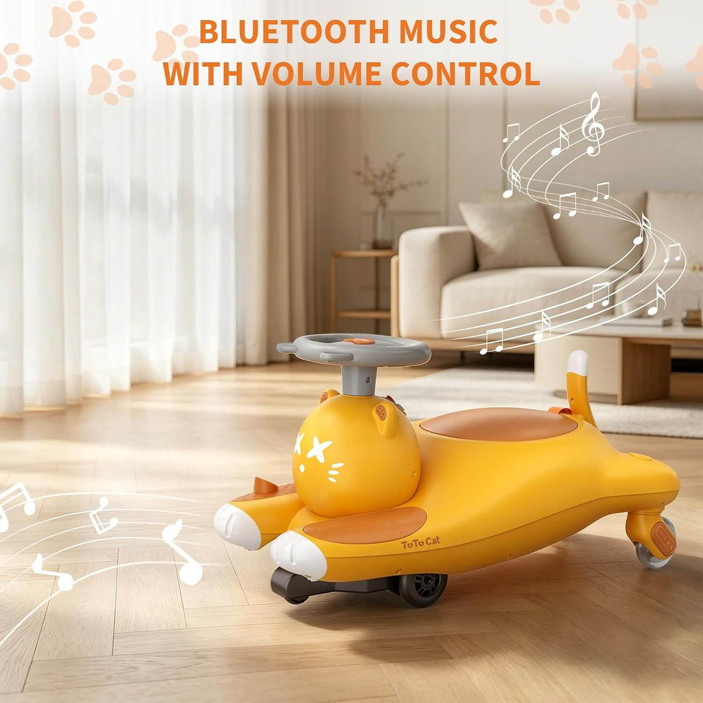 2 IN 1 Kids Electric Wiggle Car Battery Powered Ride On Car with Bluetooth Music and Flashing Wheels