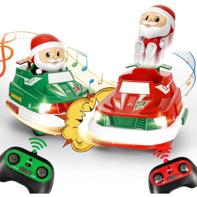 2-Pack Christmas-Themed RC Bumper Cars Electronic Bump & Pop-up Game with 2 Figures Kids Remote Control Race Car