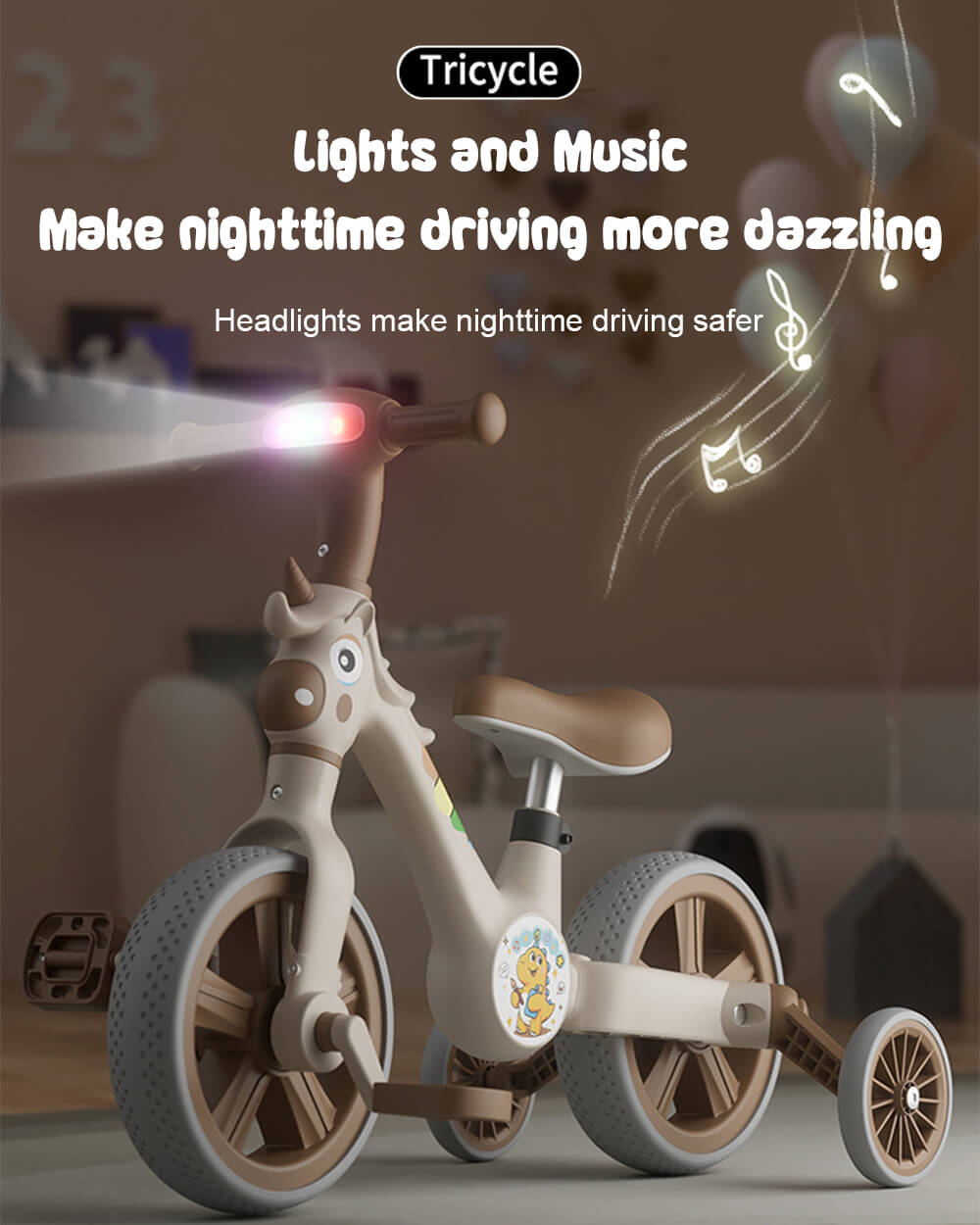 2-in-1 Kids Bike Toddler Dino Balance Bike with Detachable Training Wheels and Pedals