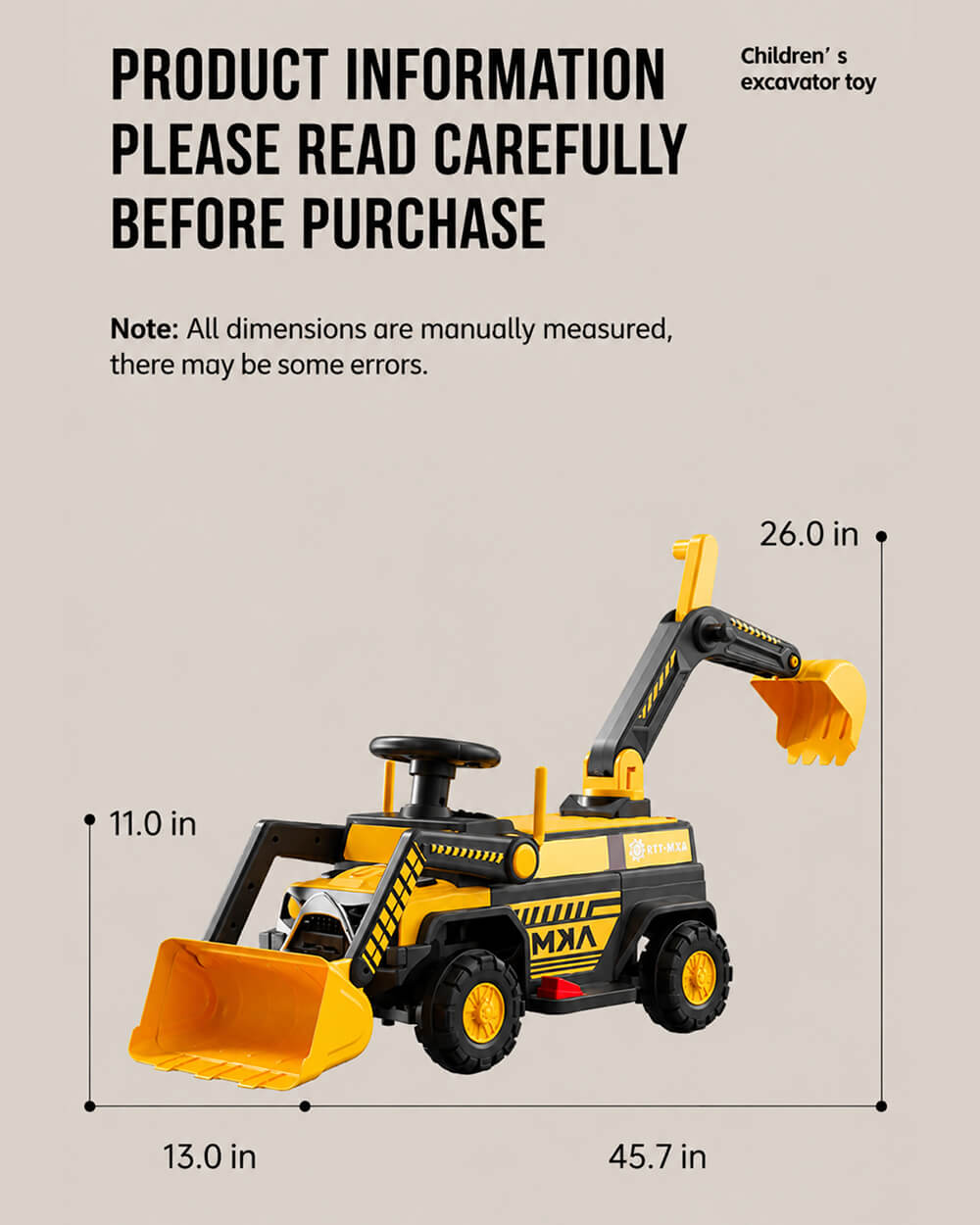 2-in-1 Kids Electric Ride-On Excavator Bulldozer with Early Education Audio and LED Headlights