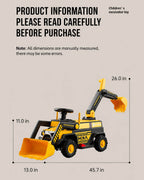 2-in-1 Kids Electric Ride-On Excavator Bulldozer with Early Education Audio and LED Headlights