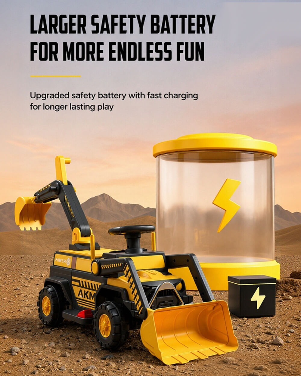 2-in-1 Kids Electric Ride-On Excavator Bulldozer with Early Education Audio and LED Headlights