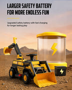 2-in-1 Kids Electric Ride-On Excavator Bulldozer with Early Education Audio and LED Headlights