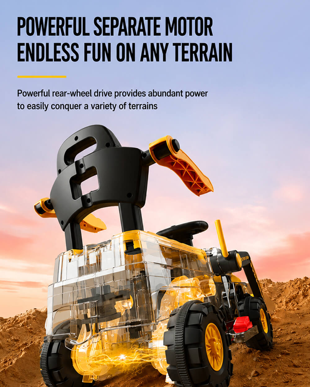 2-in-1 Kids Electric Ride-On Excavator Bulldozer with Early Education Audio and LED Headlights