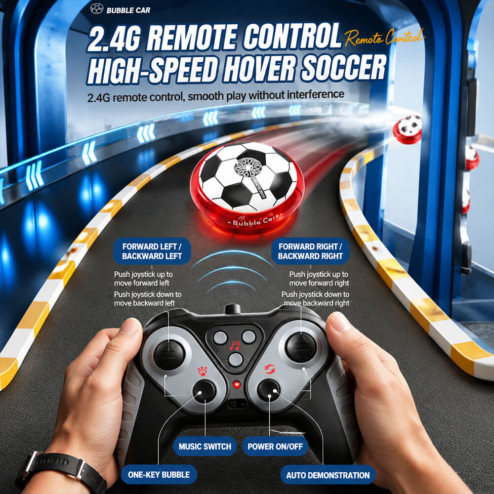 2-in-1 RC Car Remote Control Hover Soccer Ball with Auto Bubble Indoor Floating Football Toy