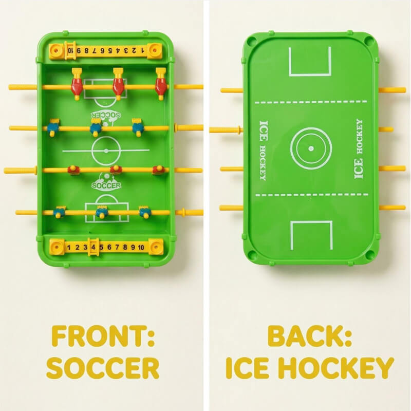 Mini Foosball Table Game 2-in-1 Tabletop Soccer and Ice Hockey Game Parent-Child Interactive Toy for Kids 3-6 Years