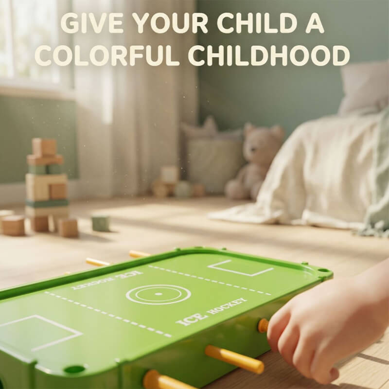 Mini Foosball Table Game 2-in-1 Tabletop Soccer and Ice Hockey Game Parent-Child Interactive Toy for Kids 3-6 Years