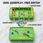 Mini Foosball Table Game 2-in-1 Tabletop Soccer and Ice Hockey Game Parent-Child Interactive Toy for Kids 3-6 Years