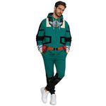 Adult Deku Costume Green Zip-up Sweatshirt and Pants Hero Deku Outift with Plus Size