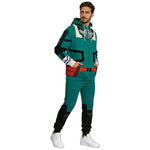 Adult Deku Costume Green Zip-up Sweatshirt and Pants Hero Deku Outift with Plus Size