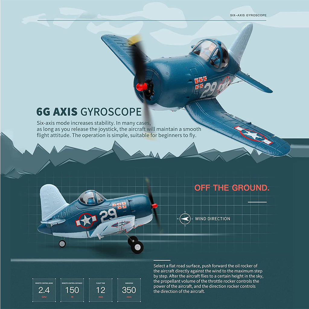 RC Airplane 2.4GHz 4CH Fighter Remote Control Planes 6G/3G Mode RC Plane