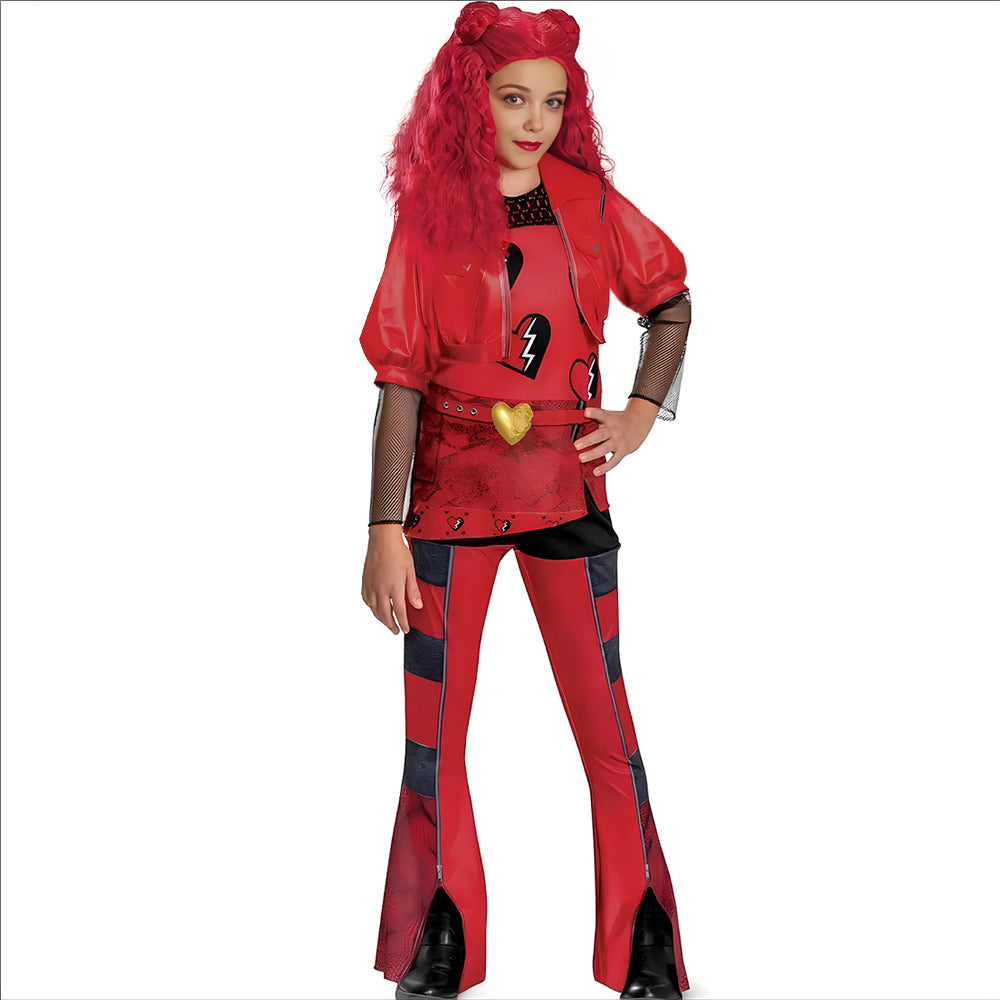Girls Princess Red Costume Tops and Pants Suit Halloween Cosplay Outfit