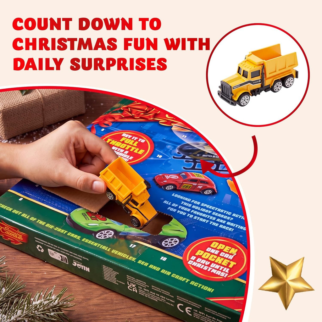 2026 Car Advent Calendar 24-Day Christmas Countdown Gift Box with Mini Toy Vehicles for Kids