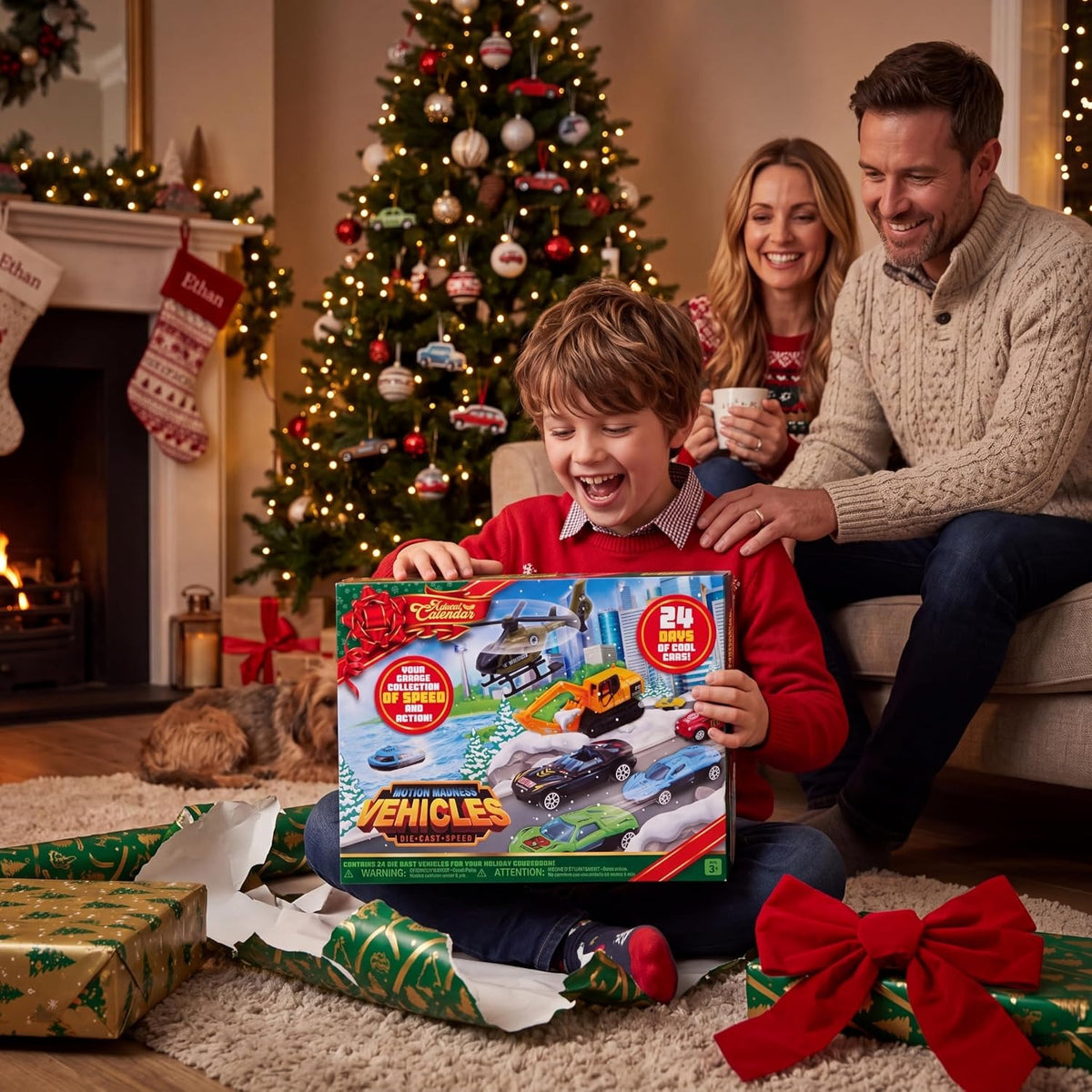 2026 Car Advent Calendar 24-Day Christmas Countdown Gift Box with Mini Toy Vehicles for Kids