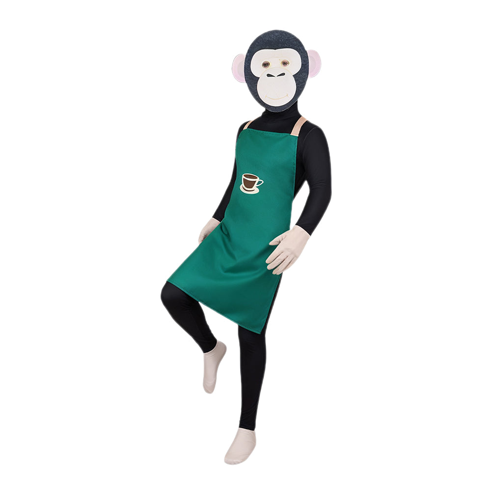 Brainrot Cosplay Outfit Green Money Banana Chimpanzini Jumpsuit Apron and Helmet for Carnival