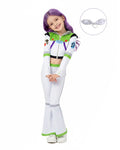 Girls Women Space Ranger Costume Green Cropped Jacket and Flare Pants Set for Halloween Carnival